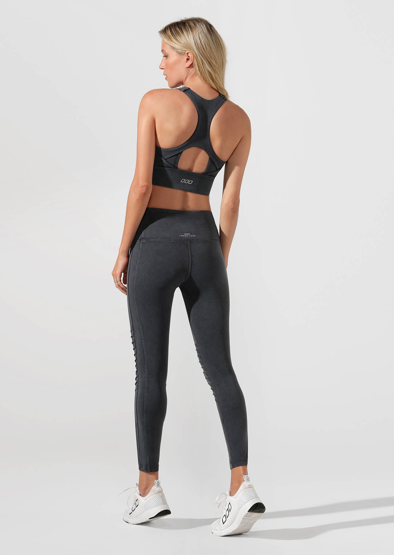 Lorna Jane High Coverage Sports Bra - Washed Black