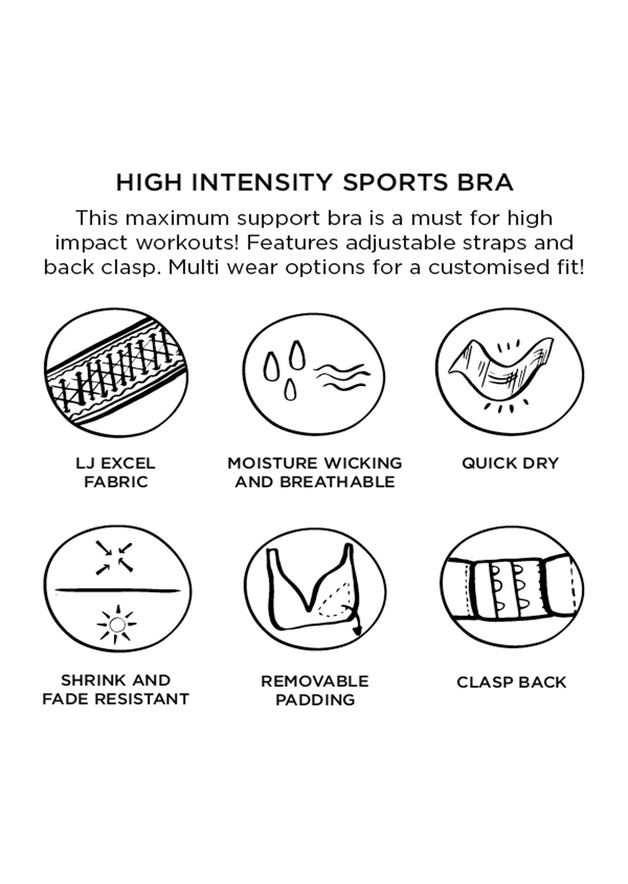 Lorna Jane High Intensity Sports Bra - Black