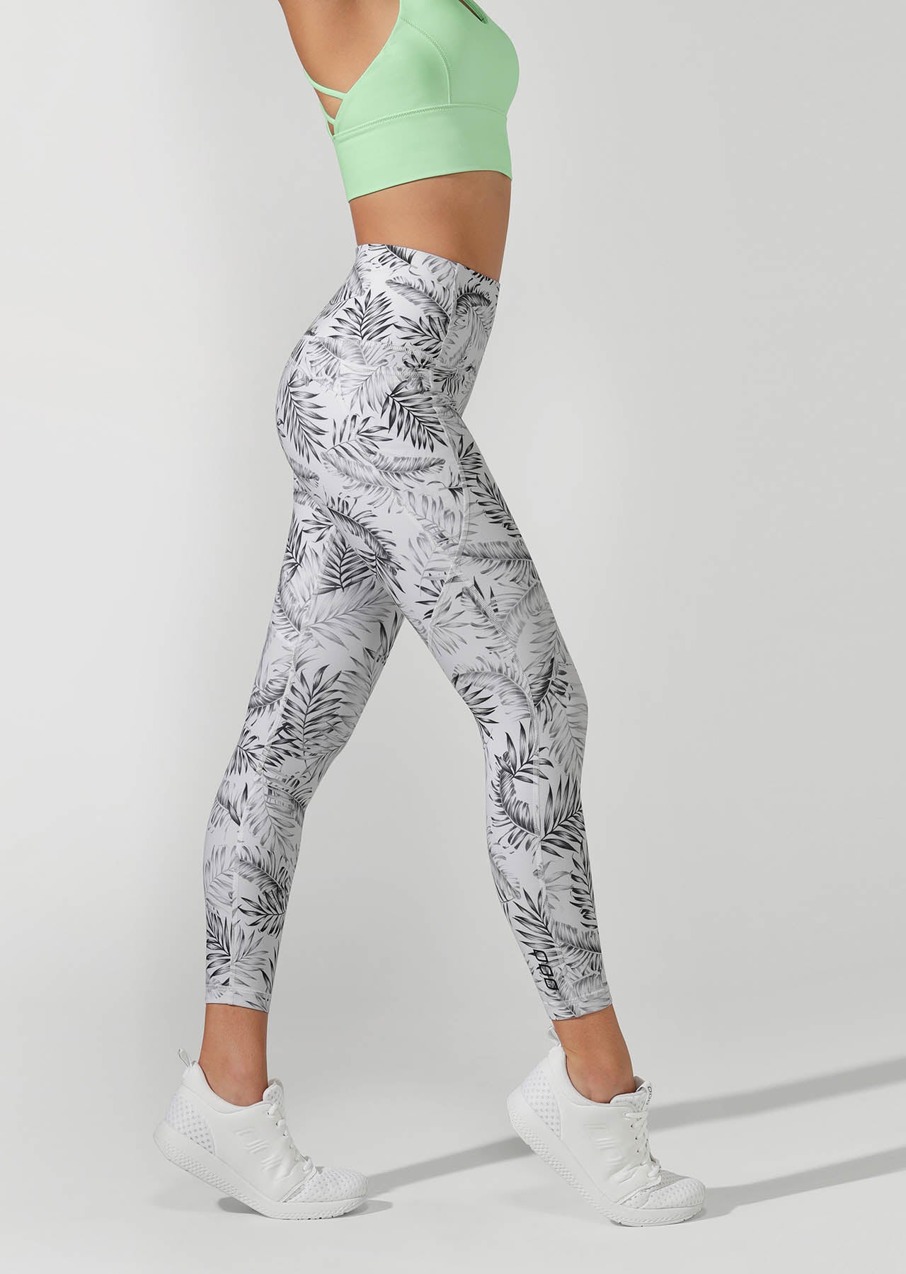 Lorna Jane High Rise Booty Core Ankle Biter Tight - Mono Jungle Print