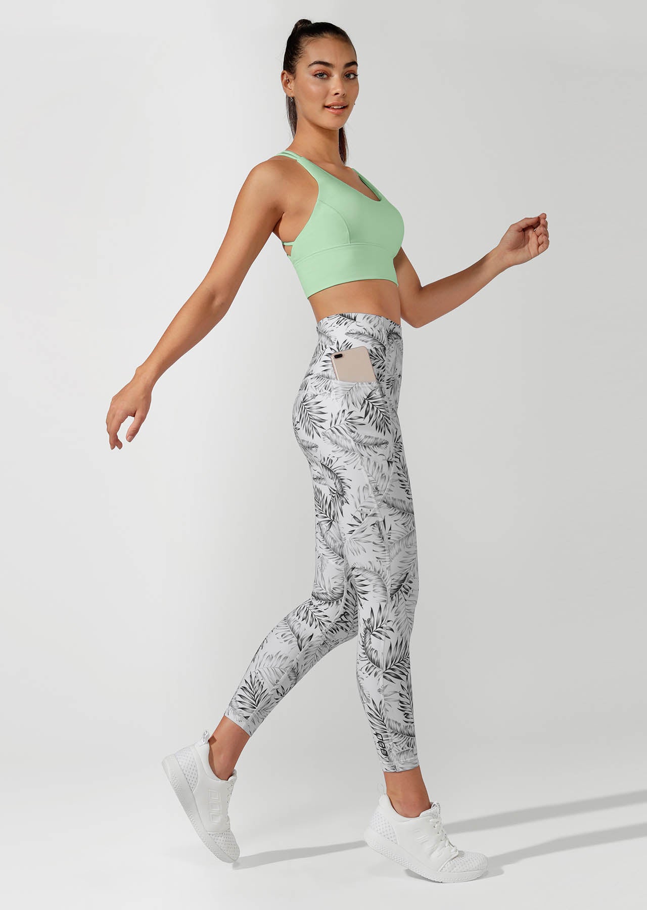 Lorna Jane High Rise Booty Core Ankle Biter Tight - Mono Jungle Print