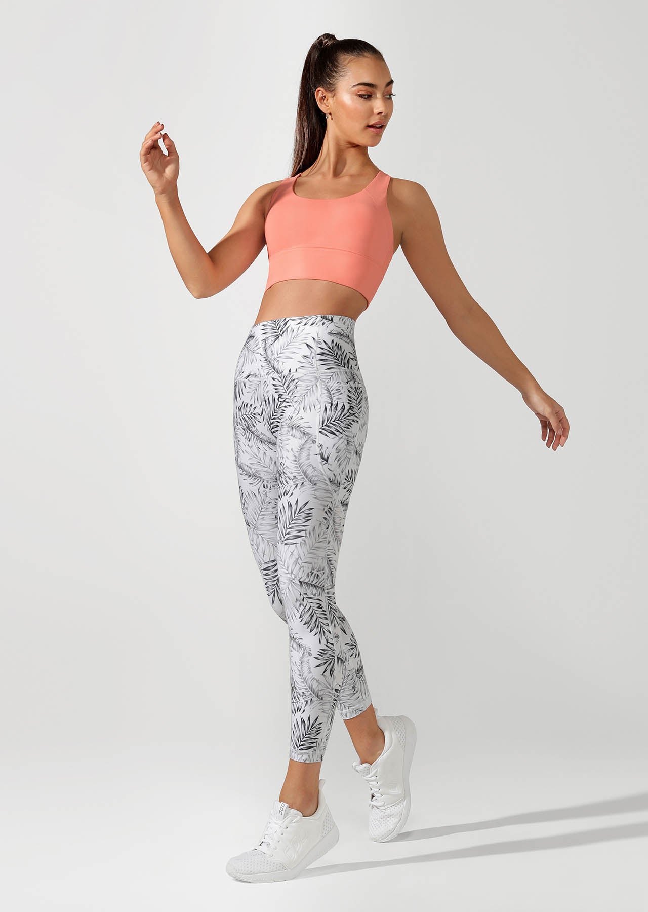 Lorna Jane High Rise Booty Core Ankle Biter Tight - Mono Jungle Print