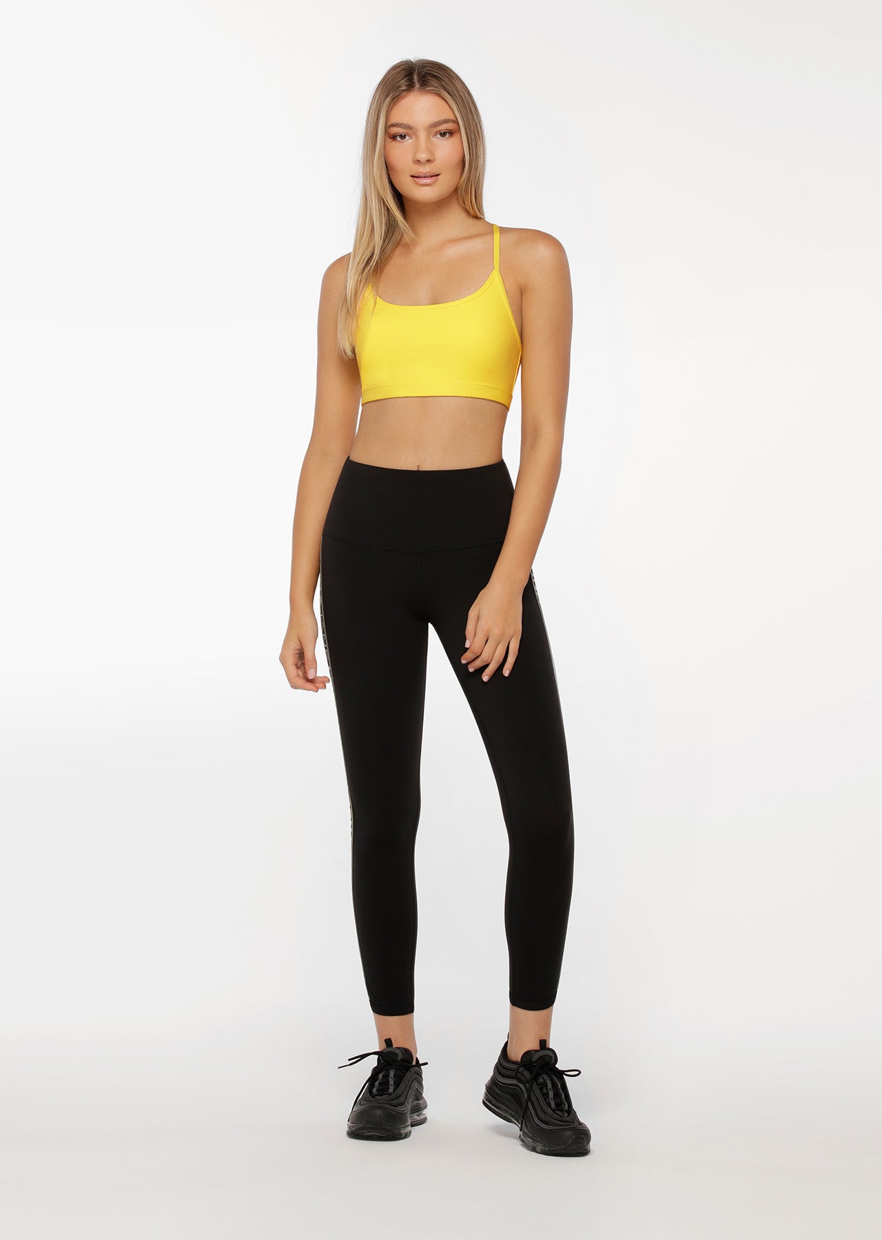 Lorna Jane High Rise Logo Ankle Biter Leggings - Black