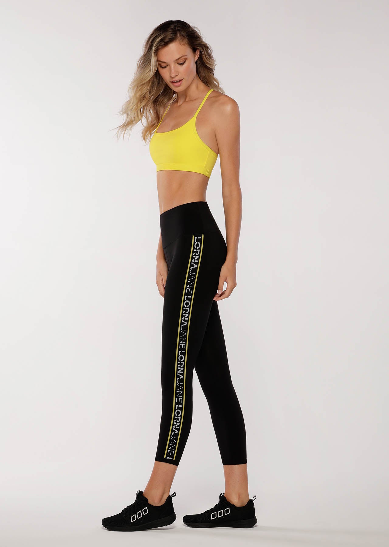 Lorna Jane High Rise Logo Ankle Biter Leggings - Black