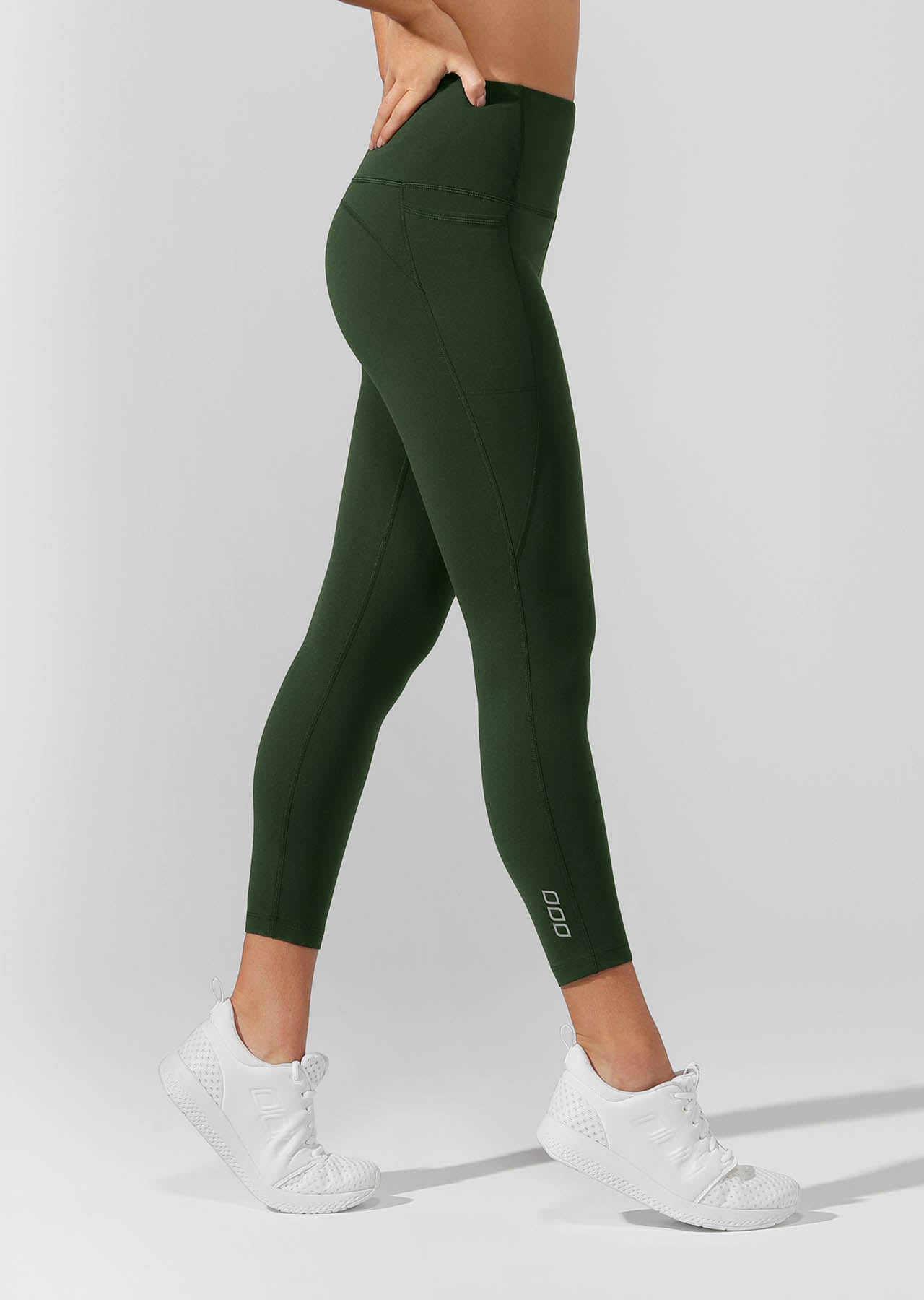 Lorna Jane High Rise Pocket Core Ankle Biter Tight - Fig Green