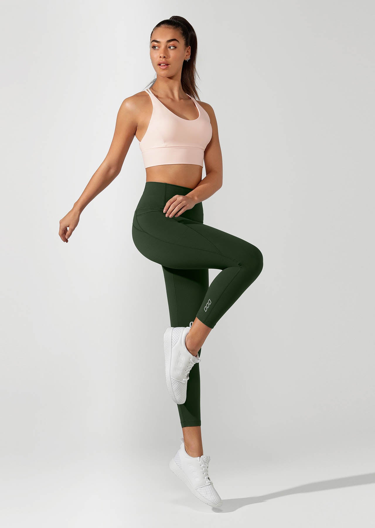 Lorna Jane High Rise Pocket Core Ankle Biter Tight - Fig Green
