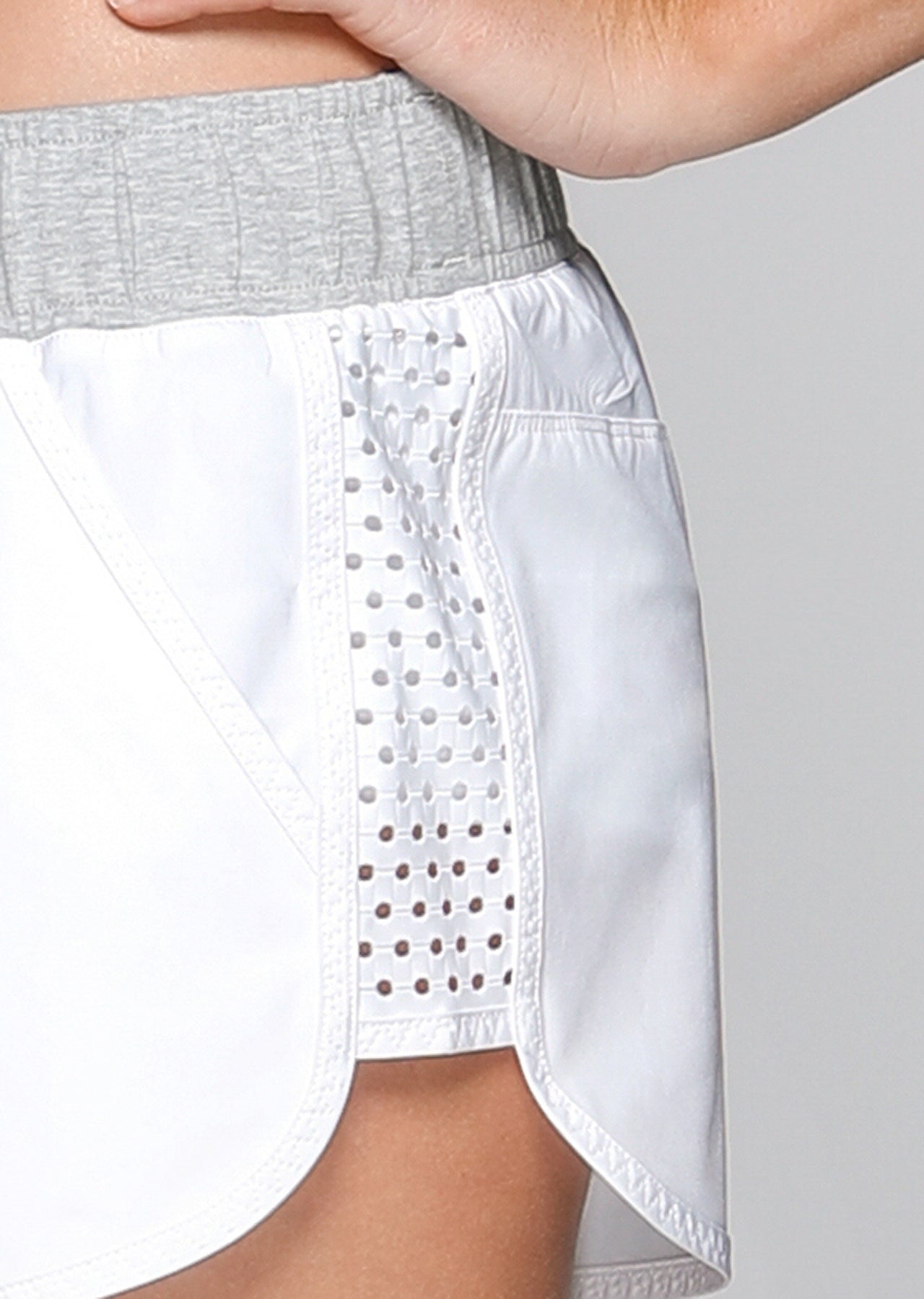 Lorna Jane High Speed Run Shorts - White/Grey Marl