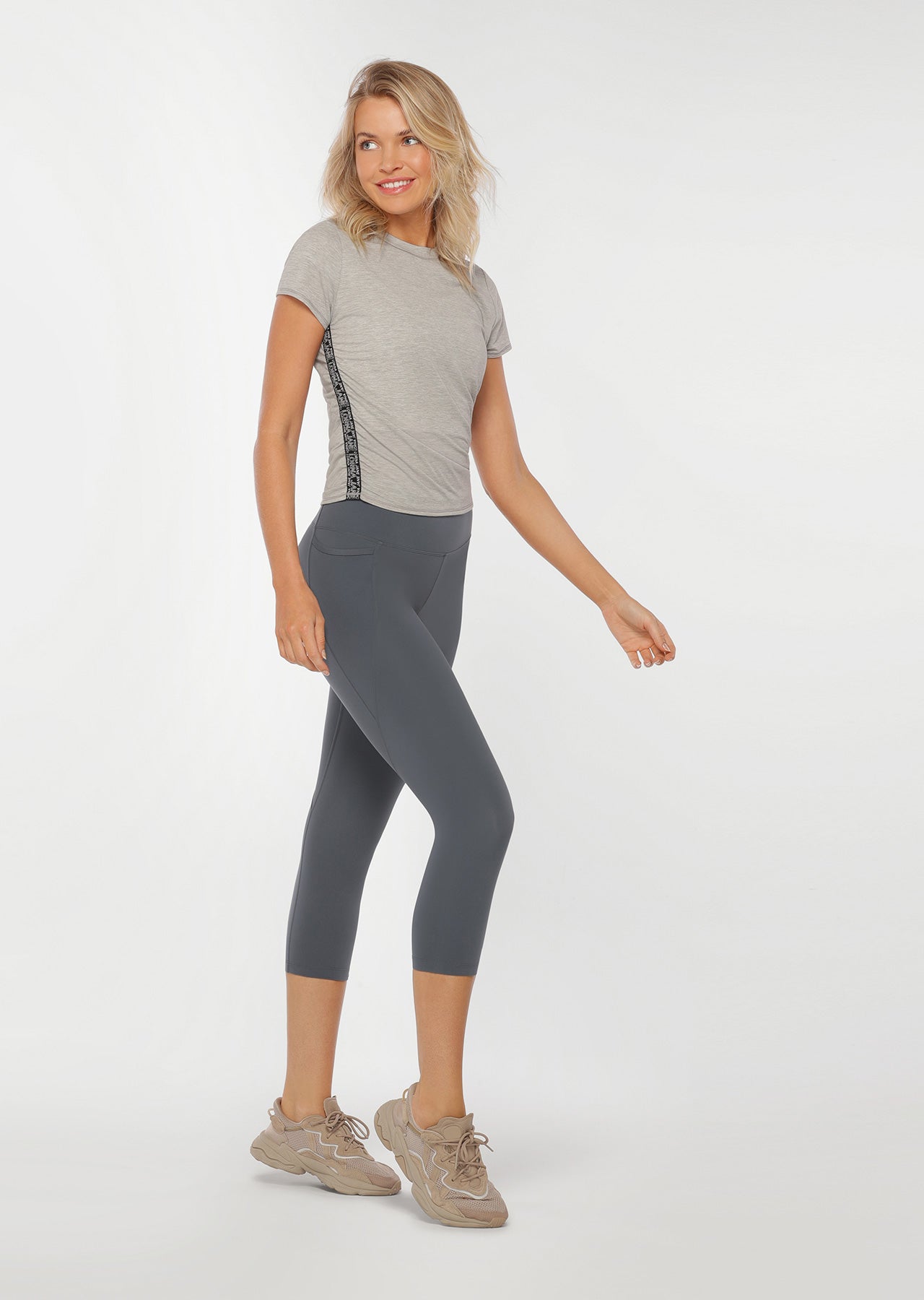 Lorna Jane Hiit It Active Tee - Light Grey Marl