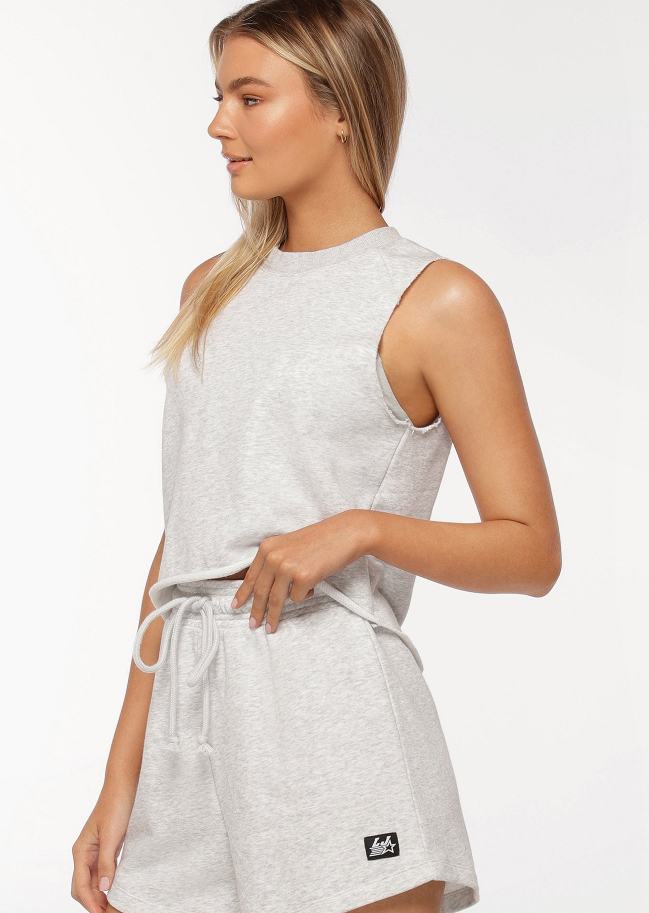 Lorna Jane Hoop Time Tank - Light Grey Marl