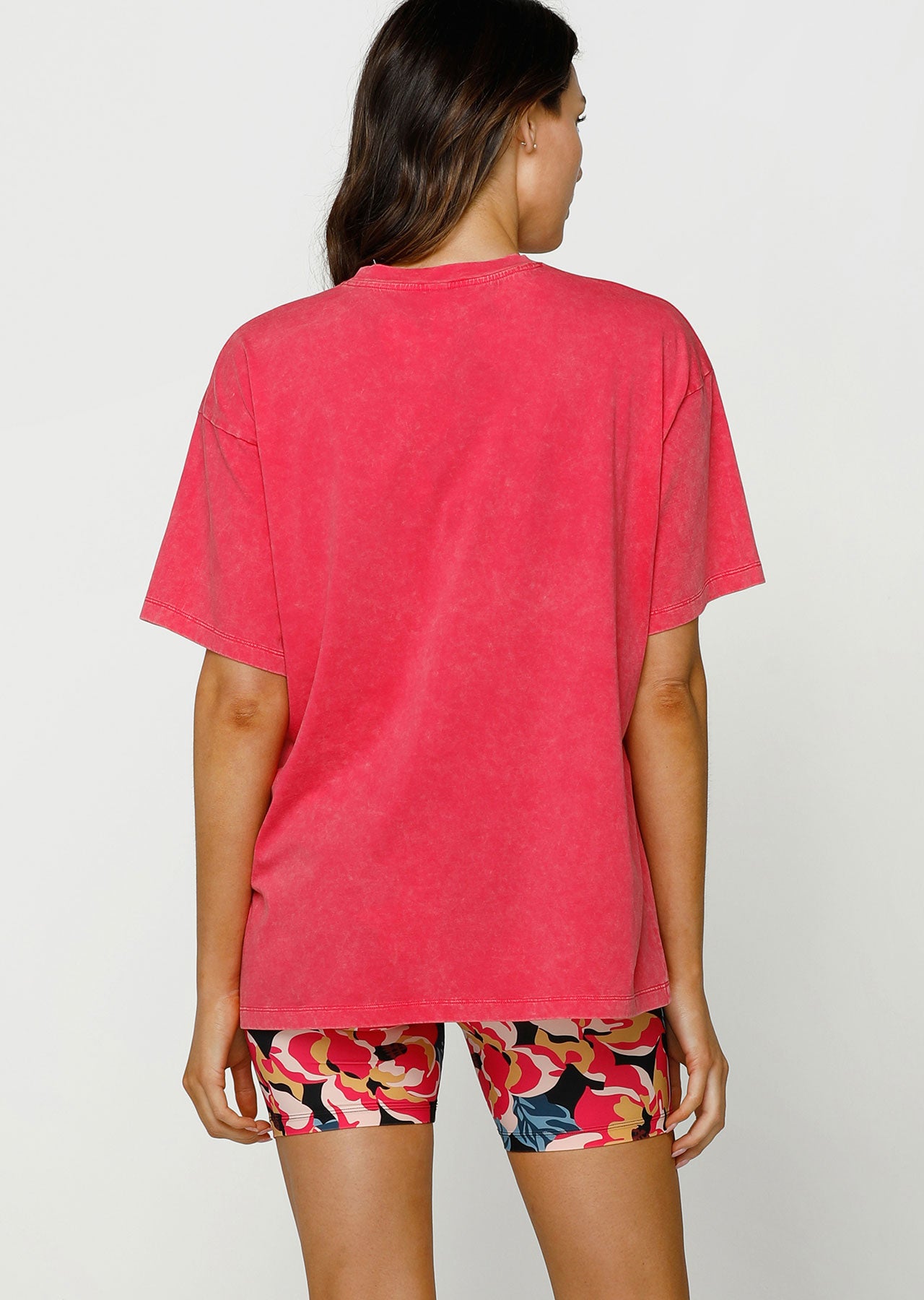 Lorna Jane Hyperactive Washed Oversized Tee - Washed Neon Raspberry