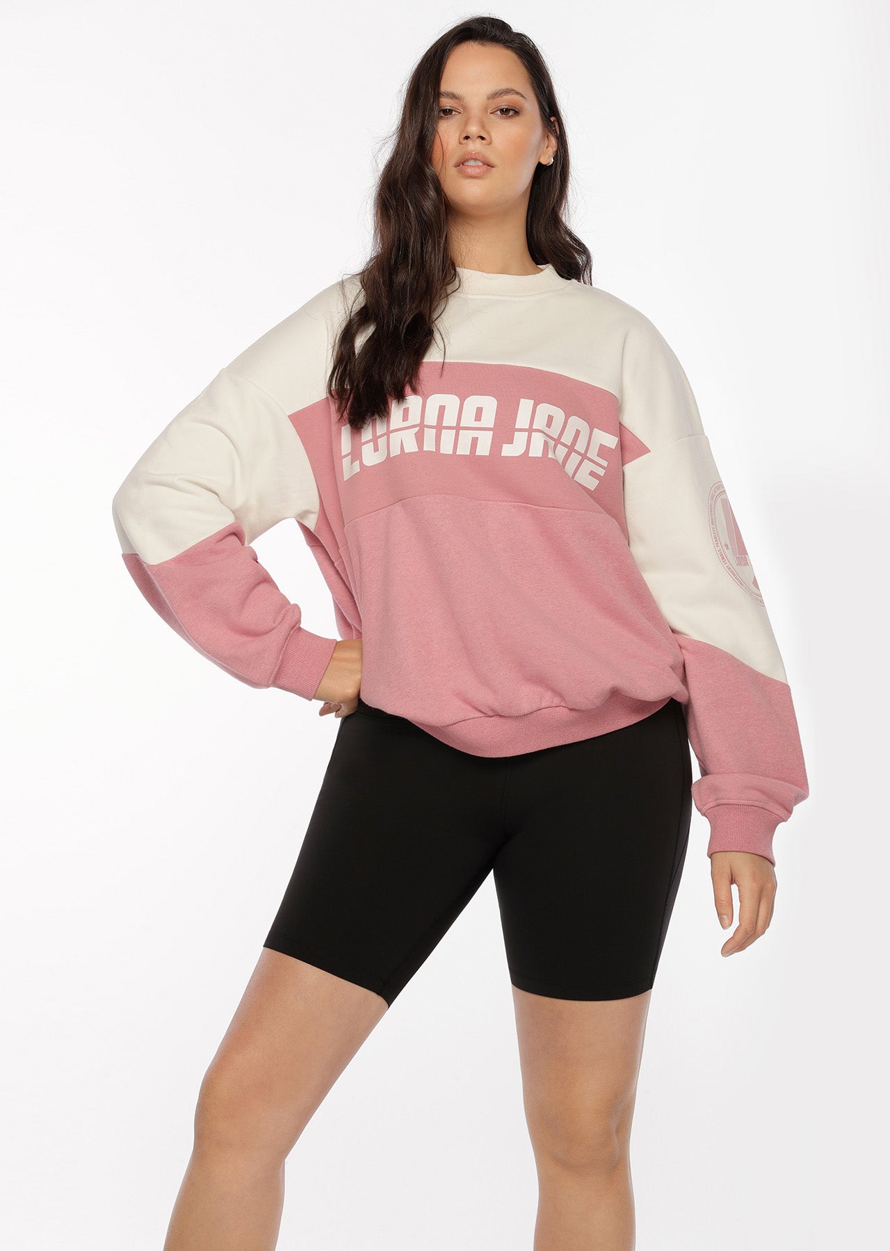 Lorna Jane Iconic 1989 Oversized Sweat - Cream / Powdered Pink