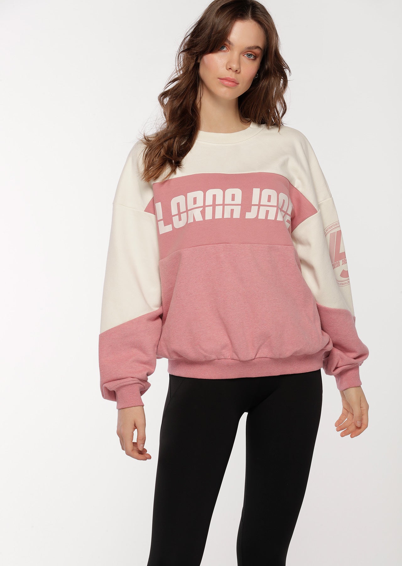 Lorna Jane Iconic 1989 Oversized Sweat - Cream / Powdered Pink