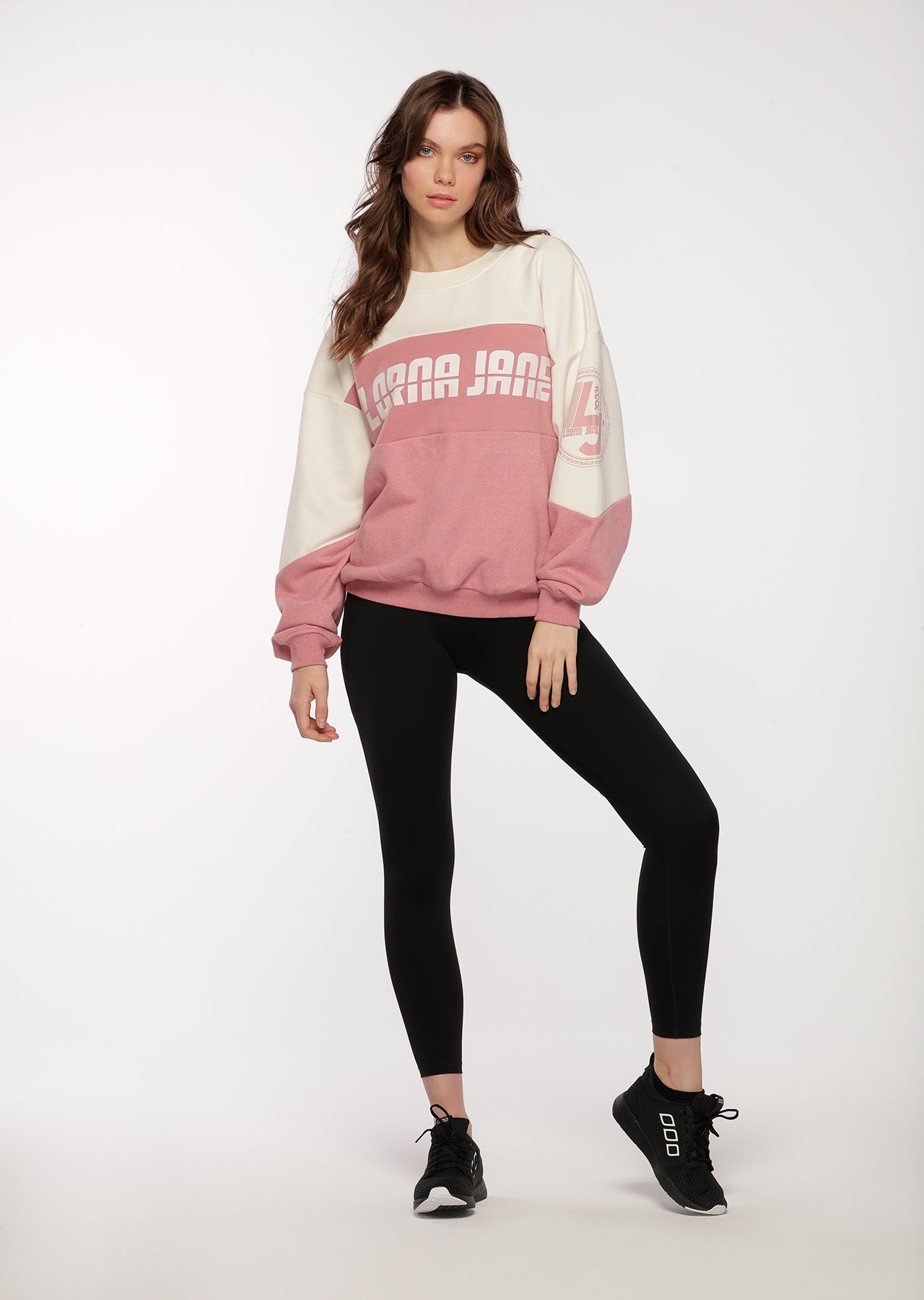 Lorna Jane Iconic 1989 Oversized Sweat - Cream / Powdered Pink