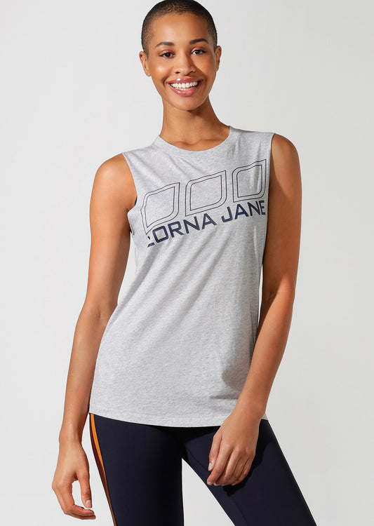 Lorna Jane Iconic Boyfriend Tank - Light Grey Marl