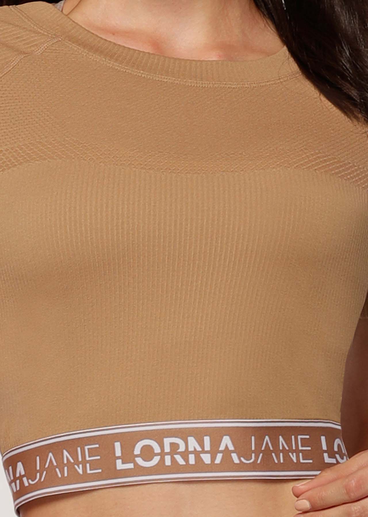 Lorna Jane Iconic Cropped Seamless Tee - Biscuit
