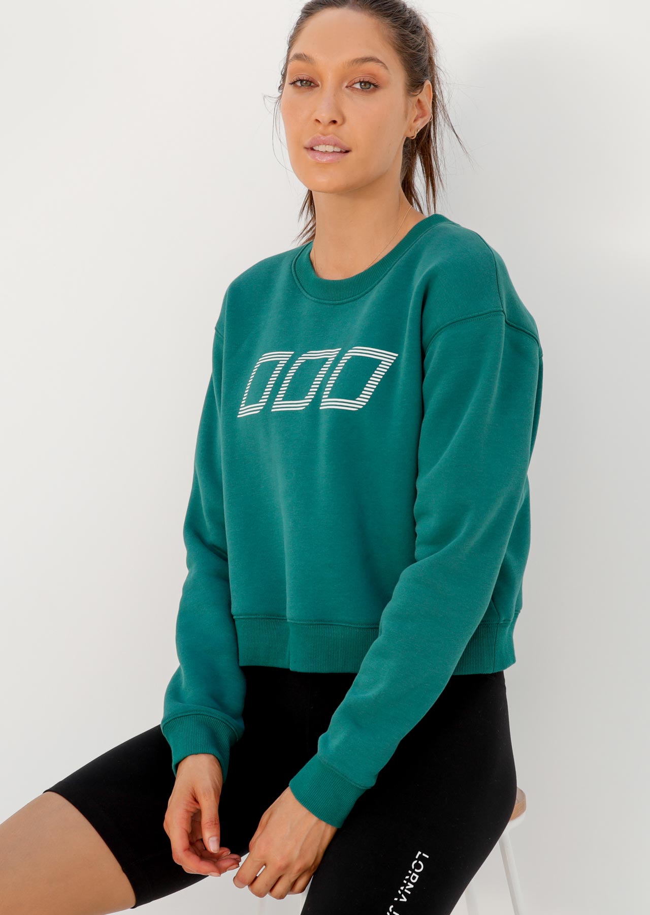 Lorna Jane Iconic Cropped Sweat - Amazon Green