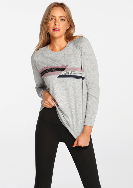 Lorna Jane Iconic Darcy Long Sleeve Top - Snow Grey Marl