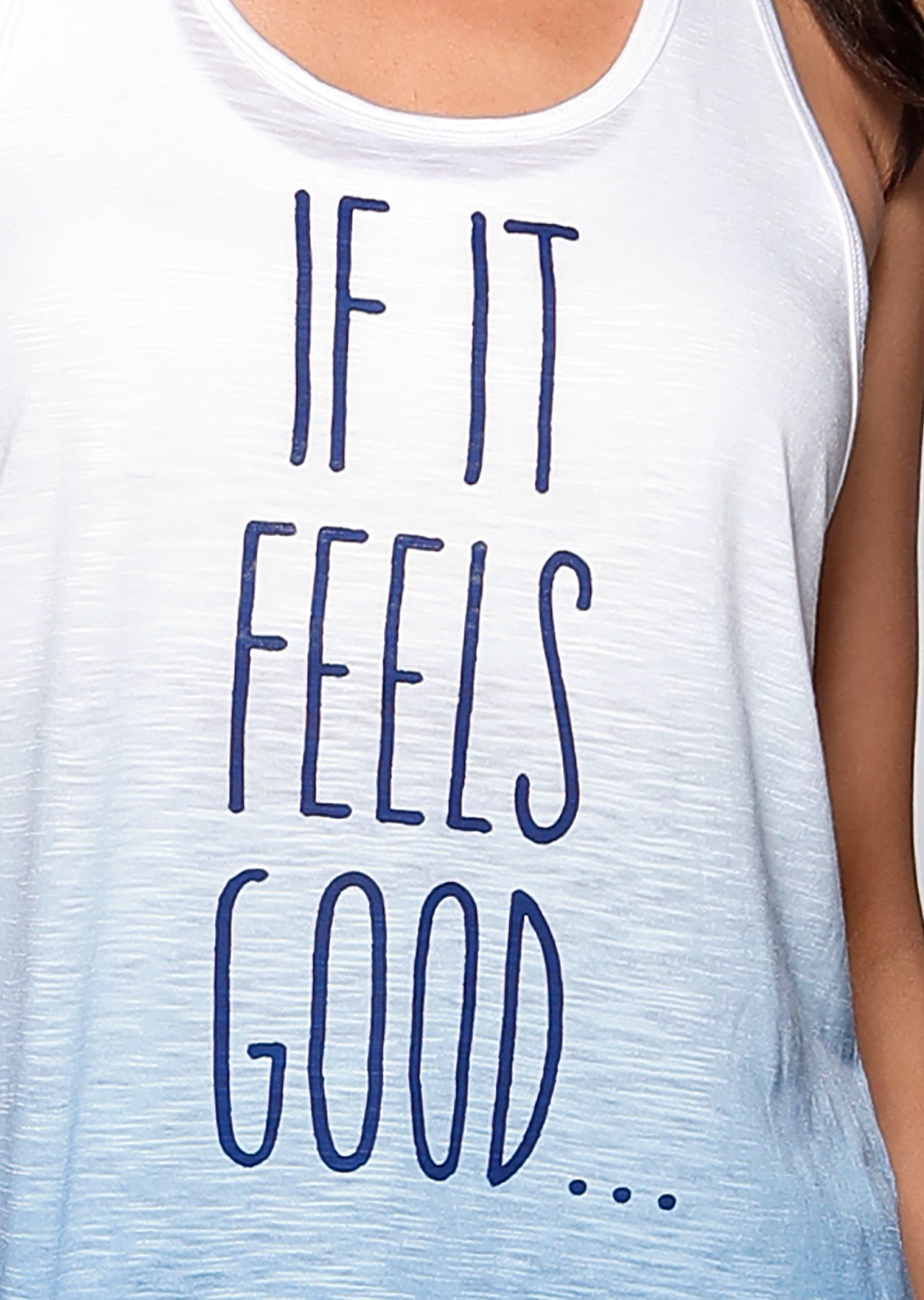Lorna Jane If It Feels Good Tank - White/Ice Blue
