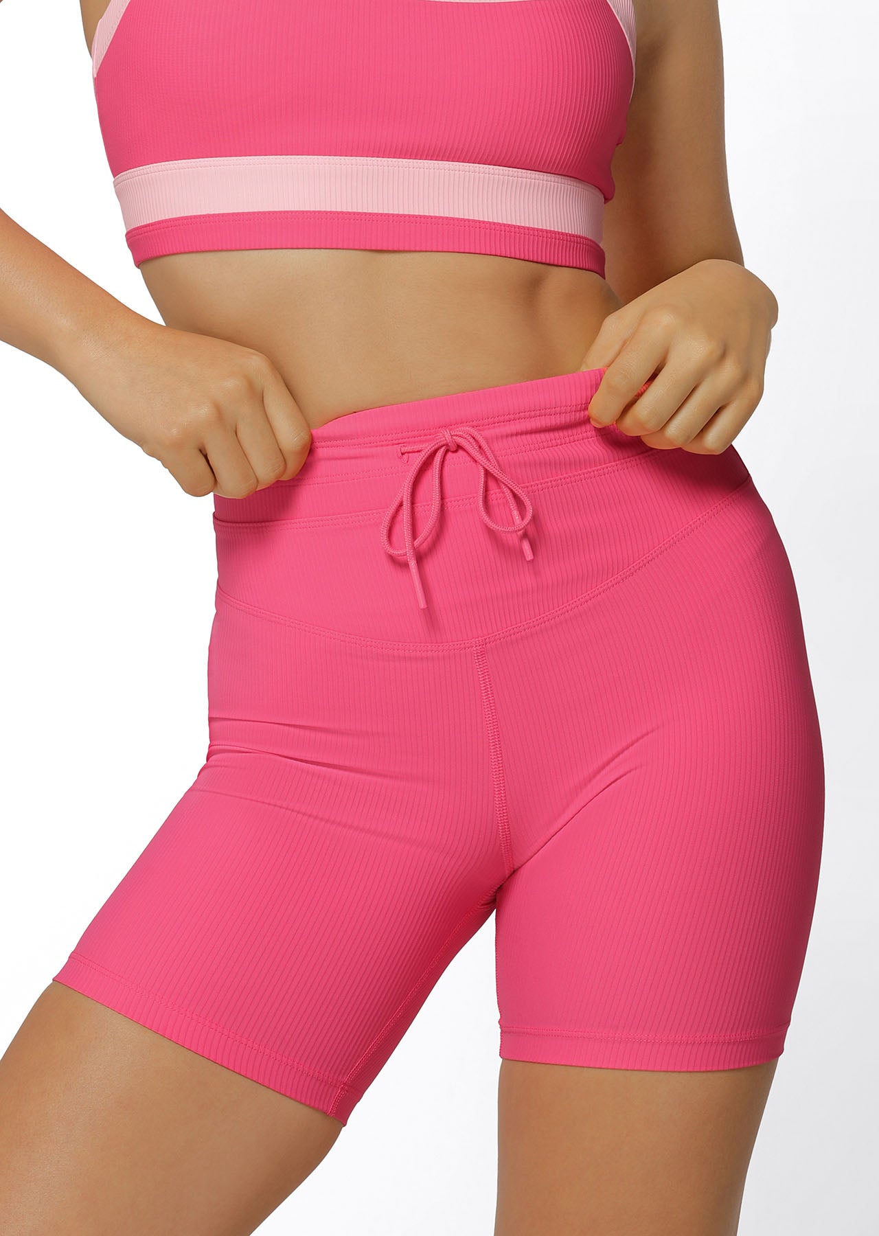 Lorna Jane Flaunt It Rib Bike Shorts - Babin Pink