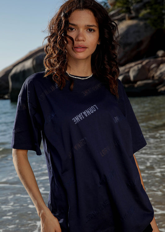 Lorna Jane Burnout Boyfriend Tee - French Navy