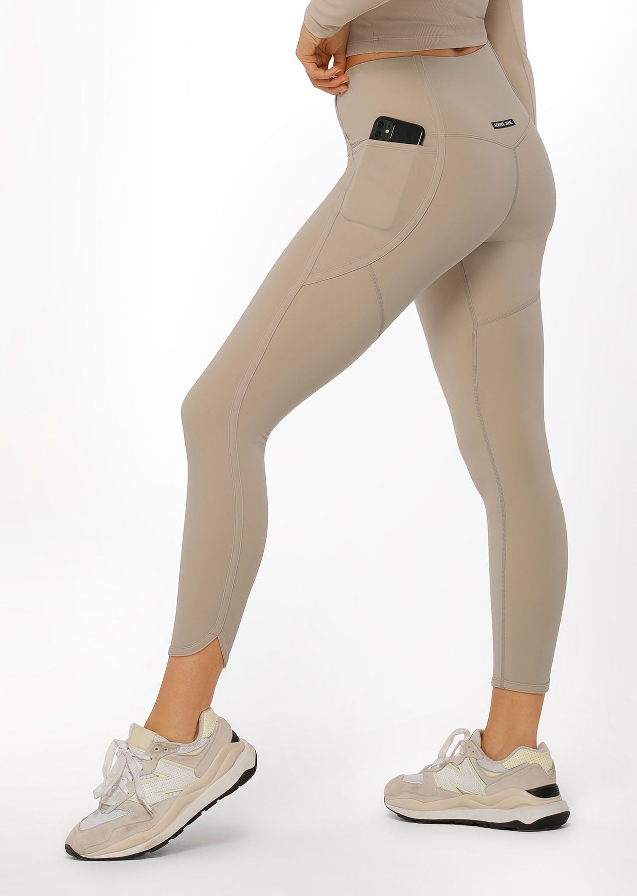 Lorna Jane Hi-Fold Booty Ankle Biter Leggings - Off White