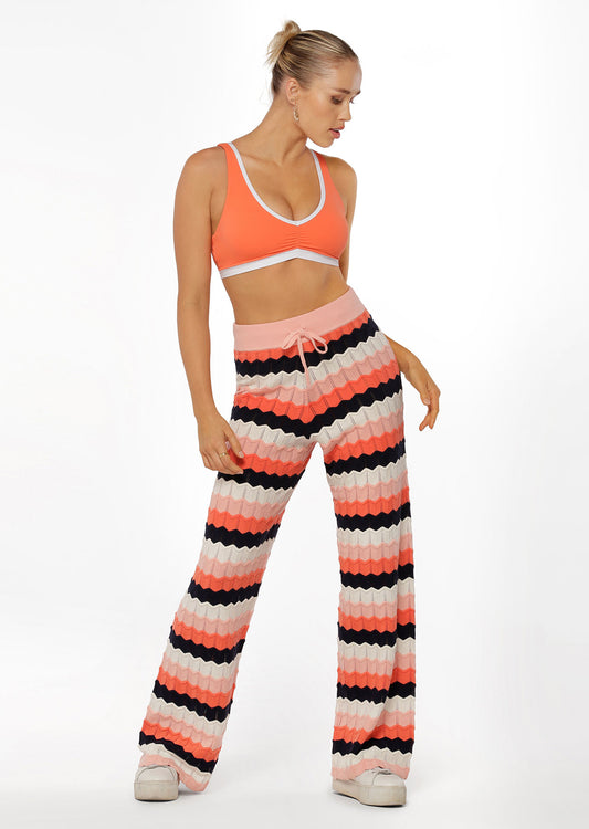 Lorna Jane Summer Knitted Lounge Pants - Peach Stripe