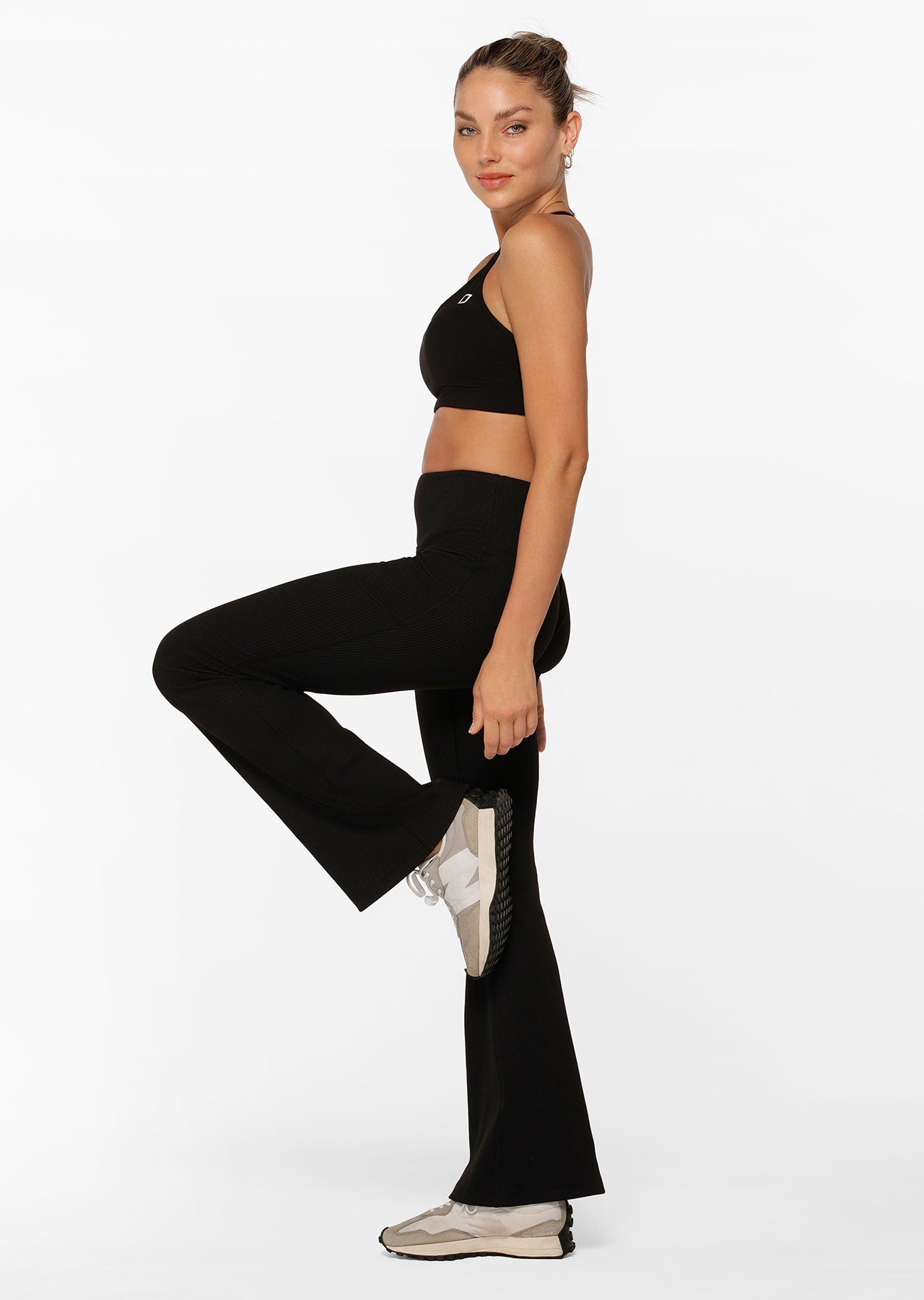 Lorna Jane Retro Ribbed Flares - Black