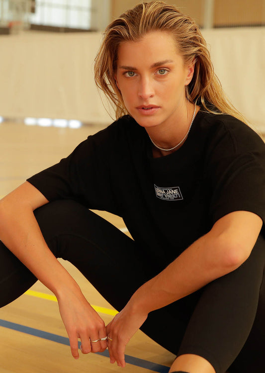 Lorna Jane Play Ball Rib Boyfriend Tee - Black