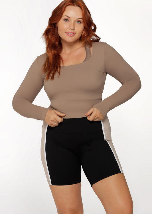 Lorna Jane Lifted Active Cropped Long Sleeve Top - Bone