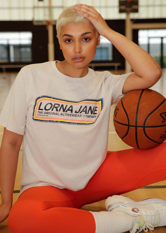 Lorna Jane Retro Feeling Relaxed Tee - Dark Ivory