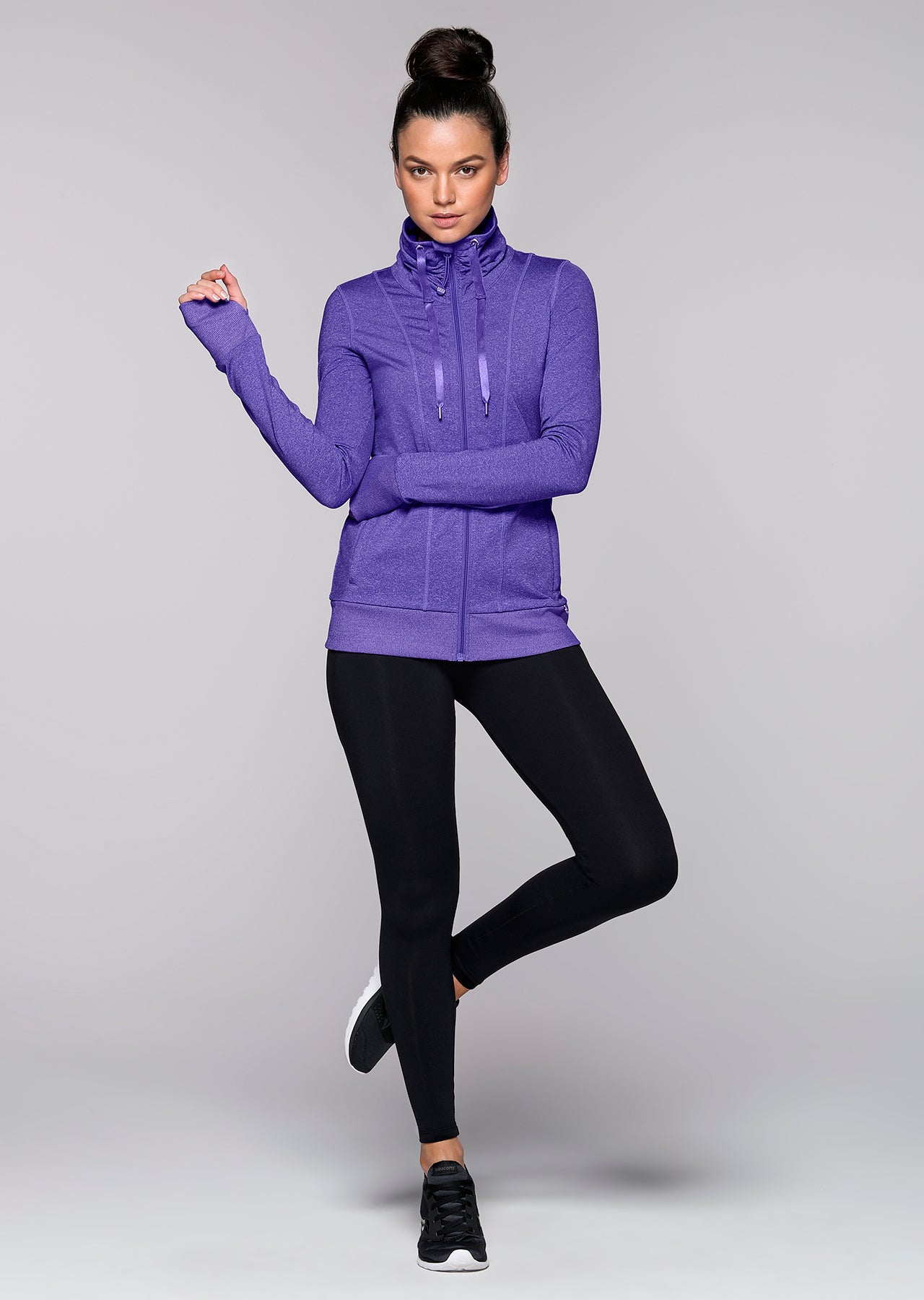 Lorna Jane Mona L/Slv Zip Through - Blueberry Marl