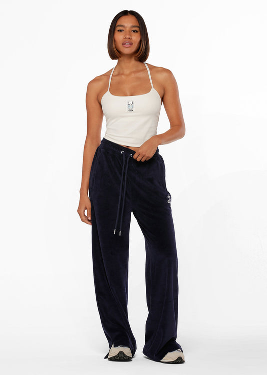 Lorna Jane Naughties Nostalgic Velour Bootleg Track Pants - French Navy