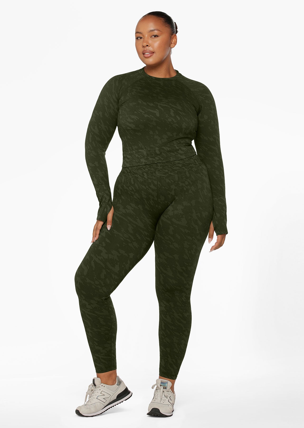 Lorna Jane Take A Hike Seamless Long Sleeve Top - Rough Terrain Jacquard