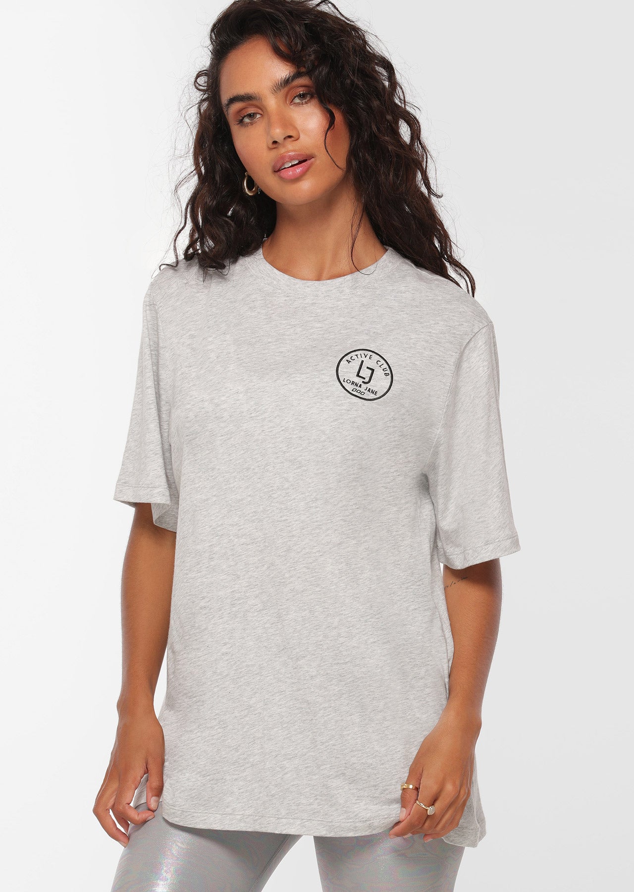 Lorna Jane Raceway Tee - Light Grey Marl