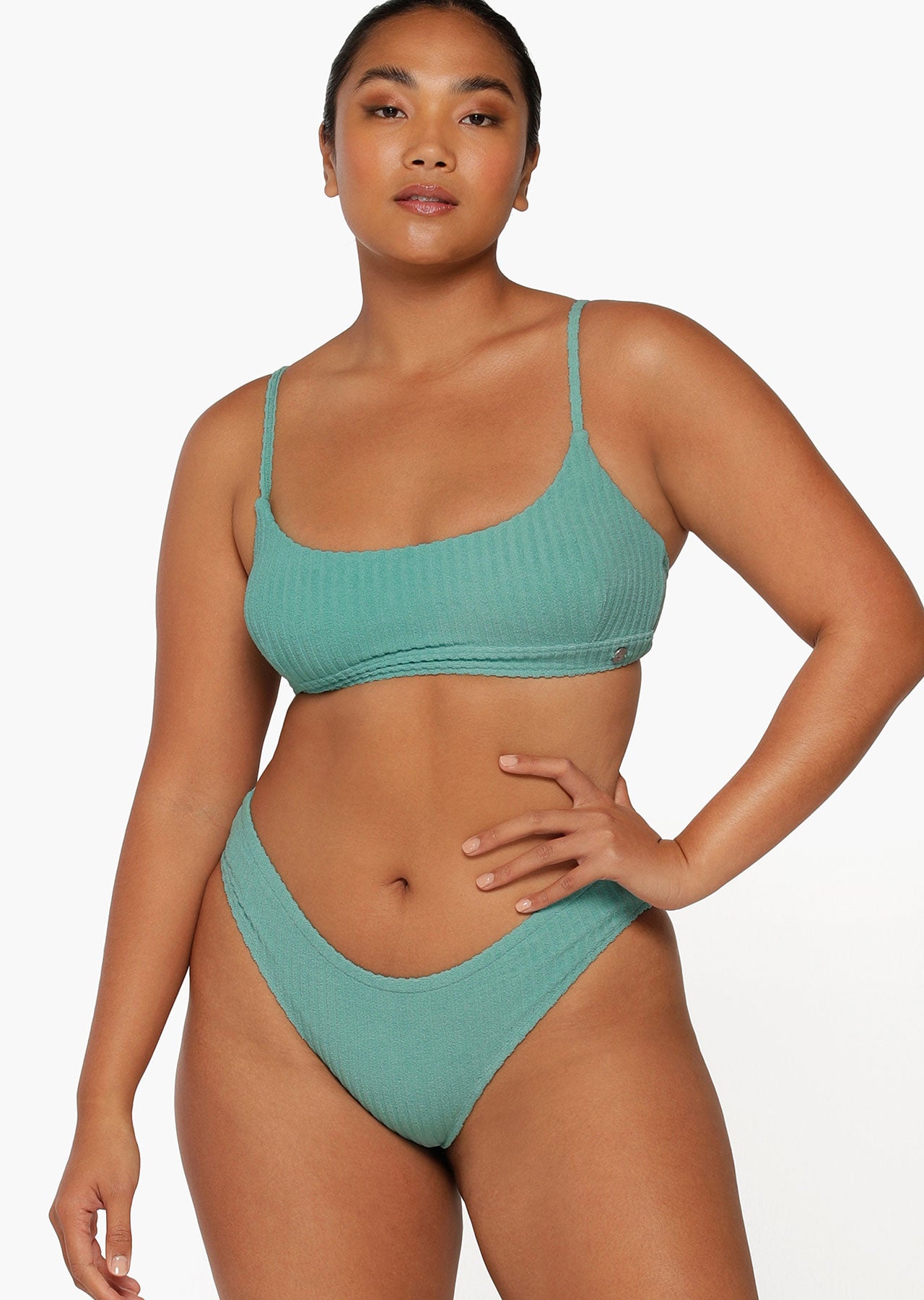 Lorna Jane Sea Salt Terry Swim Bra - Sea Grass