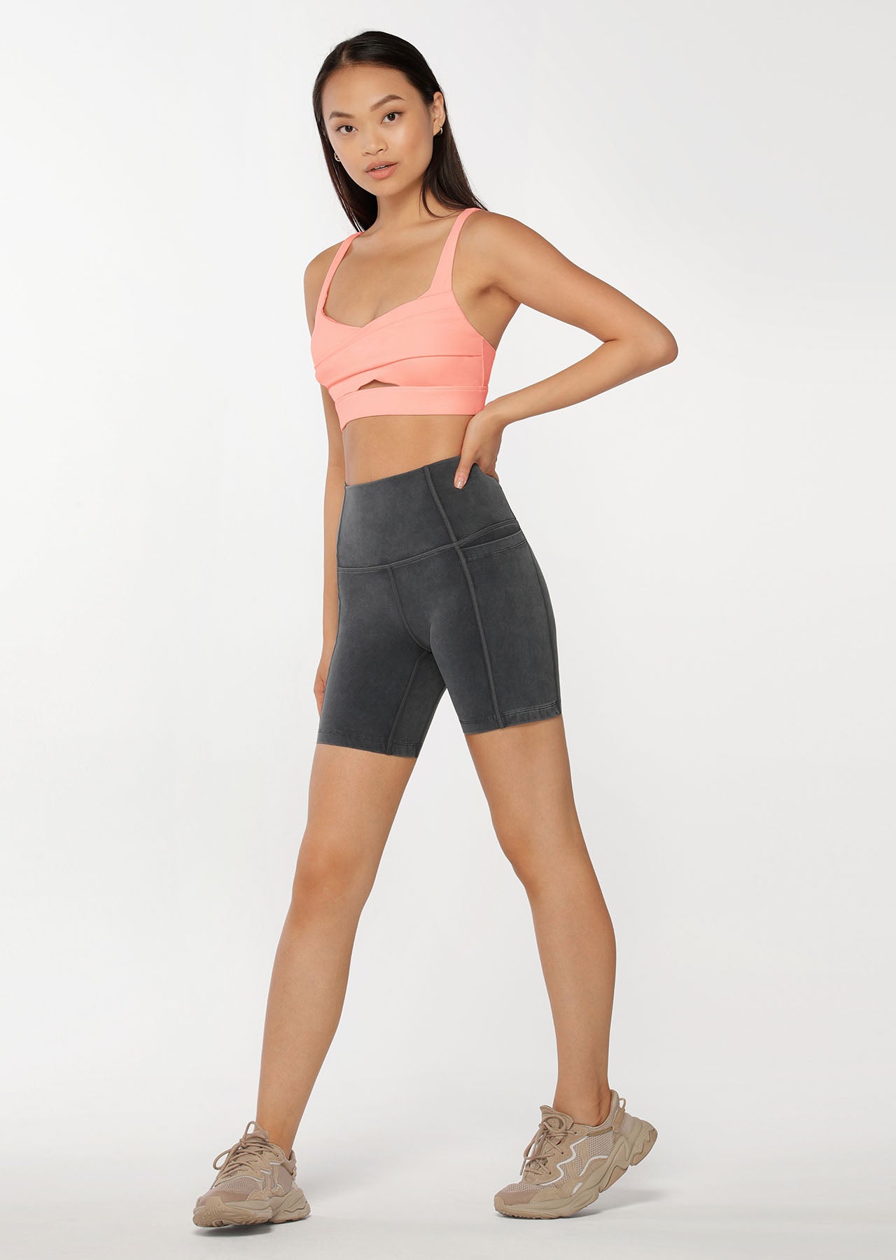 Lorna Jane Phone Pocket Bike Shorts (AX Legacy) - Washed Black