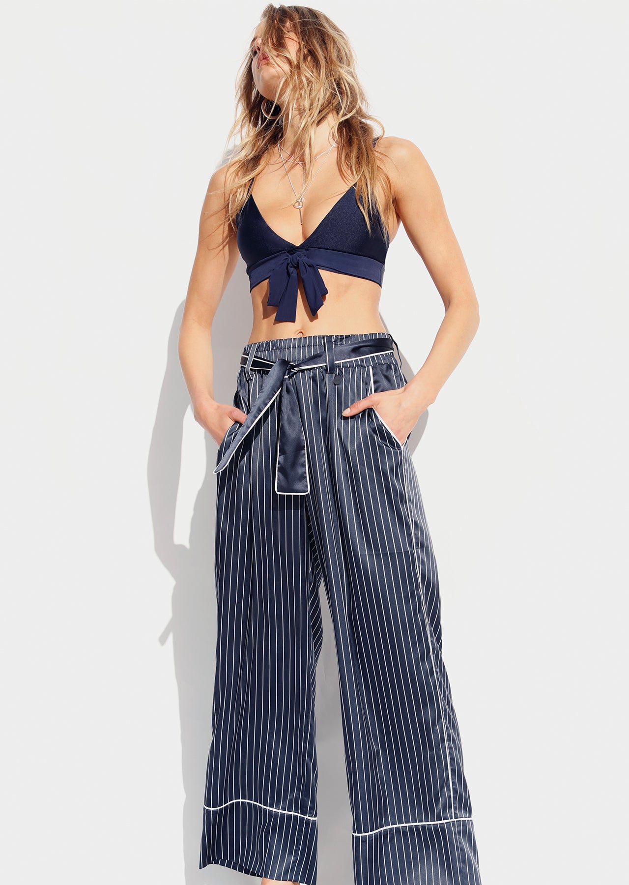 Lorna Jane Influencer Wide Leg Pants - Ink/White