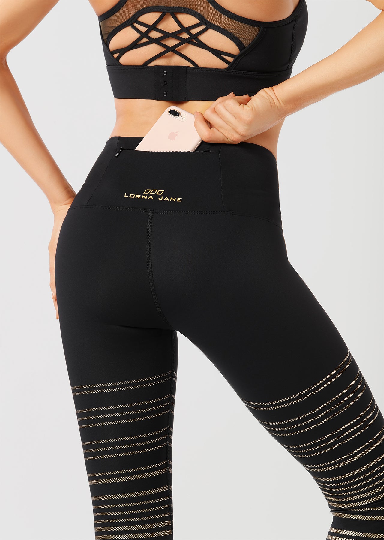 Lorna Jane Intensity Compression F/L Tight - Black/Gold