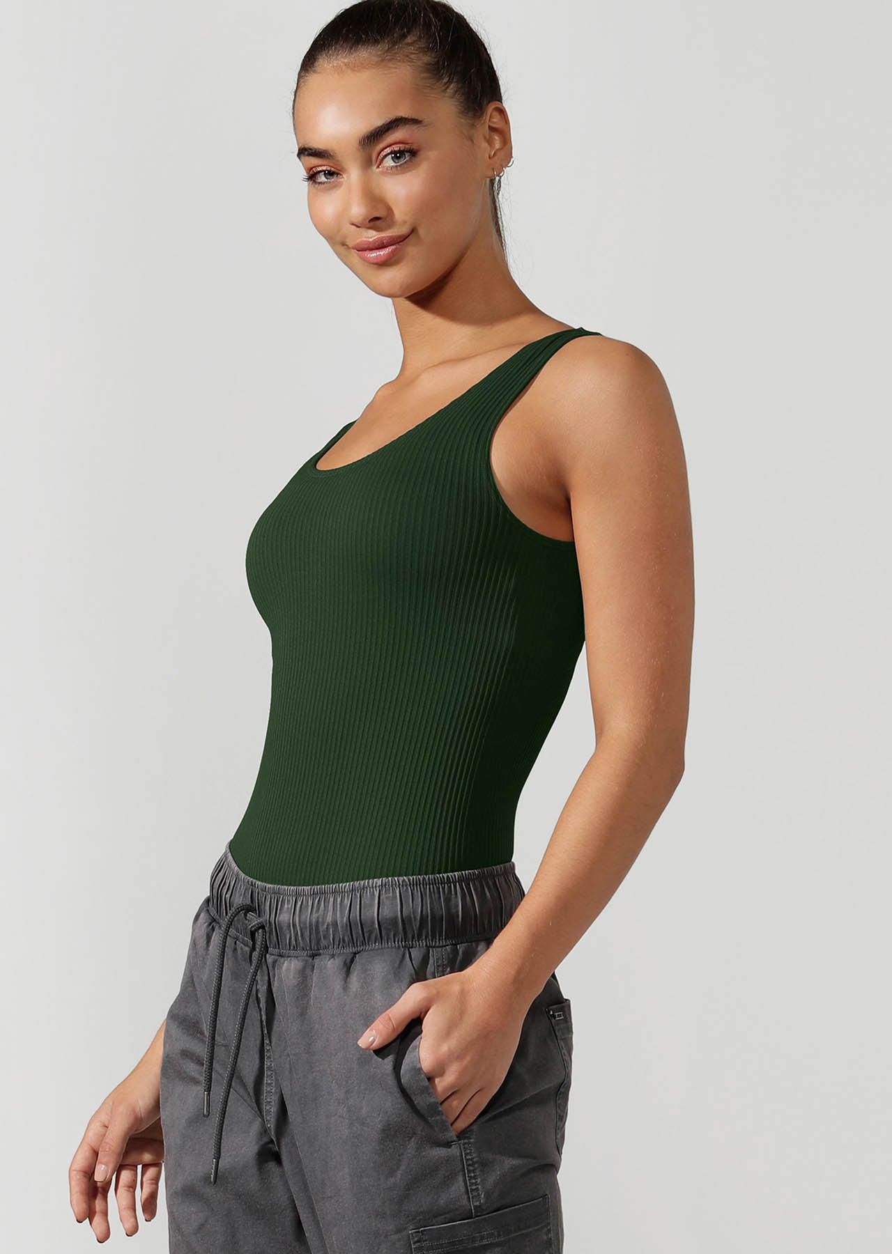 Lorna Jane Invisible Feel Seamless Bodysuit - Fig Green