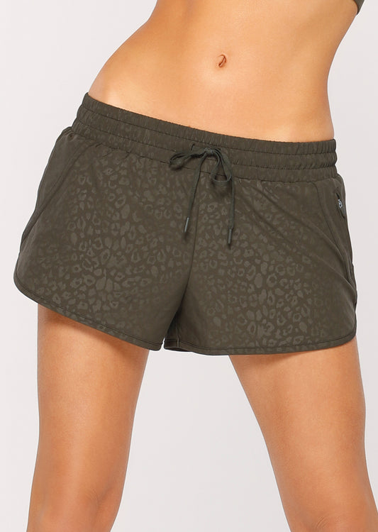 Lorna Jane Jaguar Run Shorts - Dark Safari