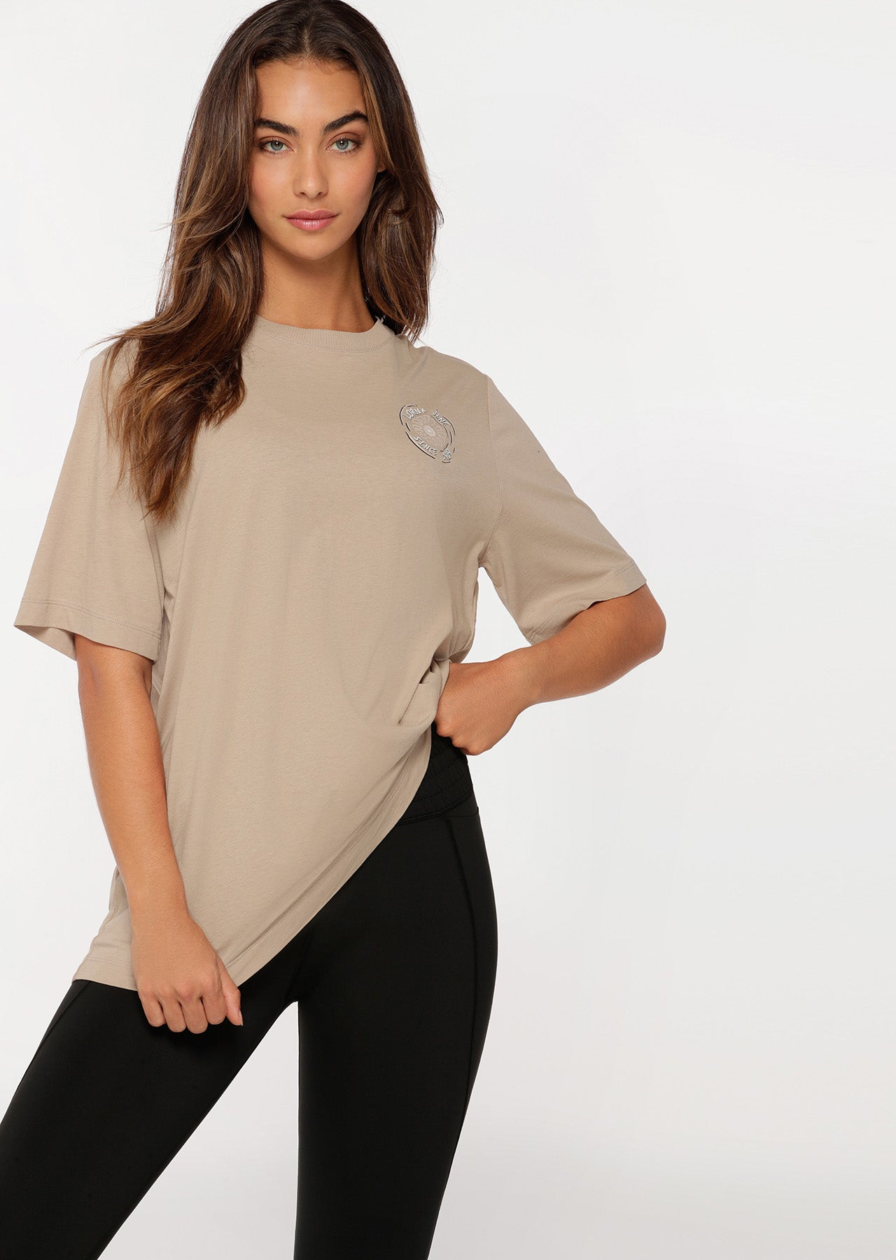 Lorna Jane Joyful Expression Boyfriend Tee - Washed Off White