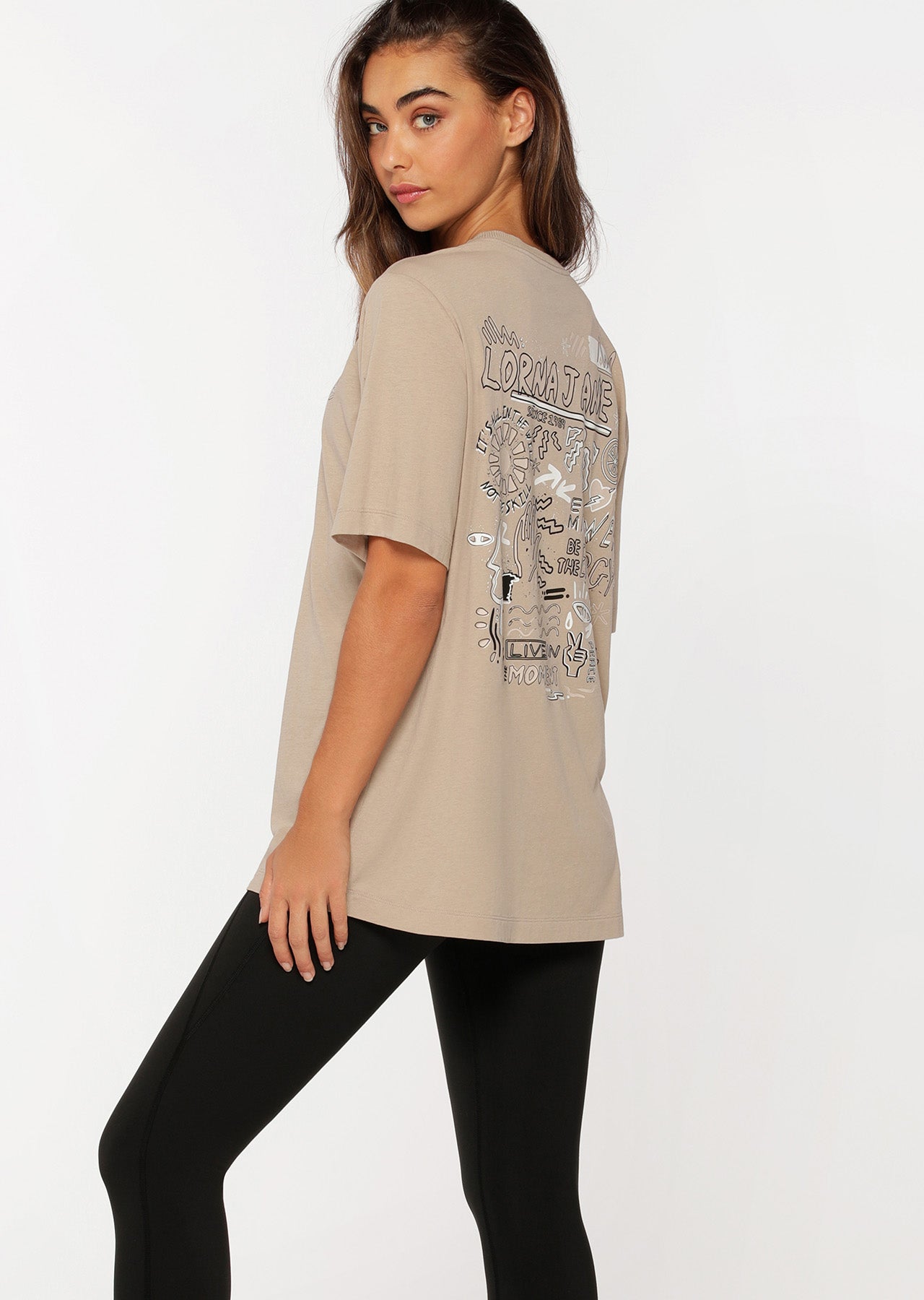 Lorna Jane Joyful Expression Boyfriend Tee - Washed Off White