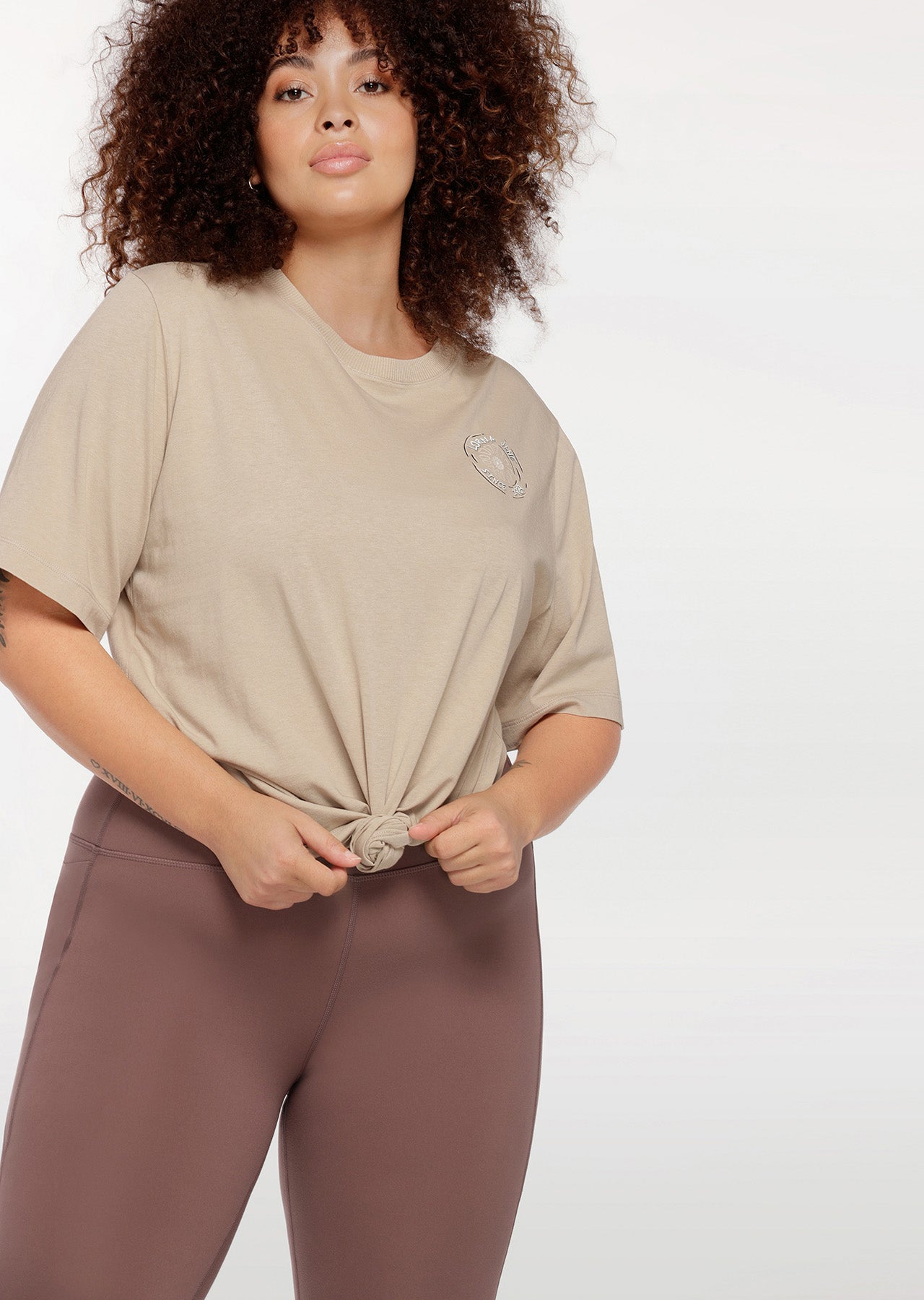 Lorna Jane Joyful Expression Boyfriend Tee - Washed Off White