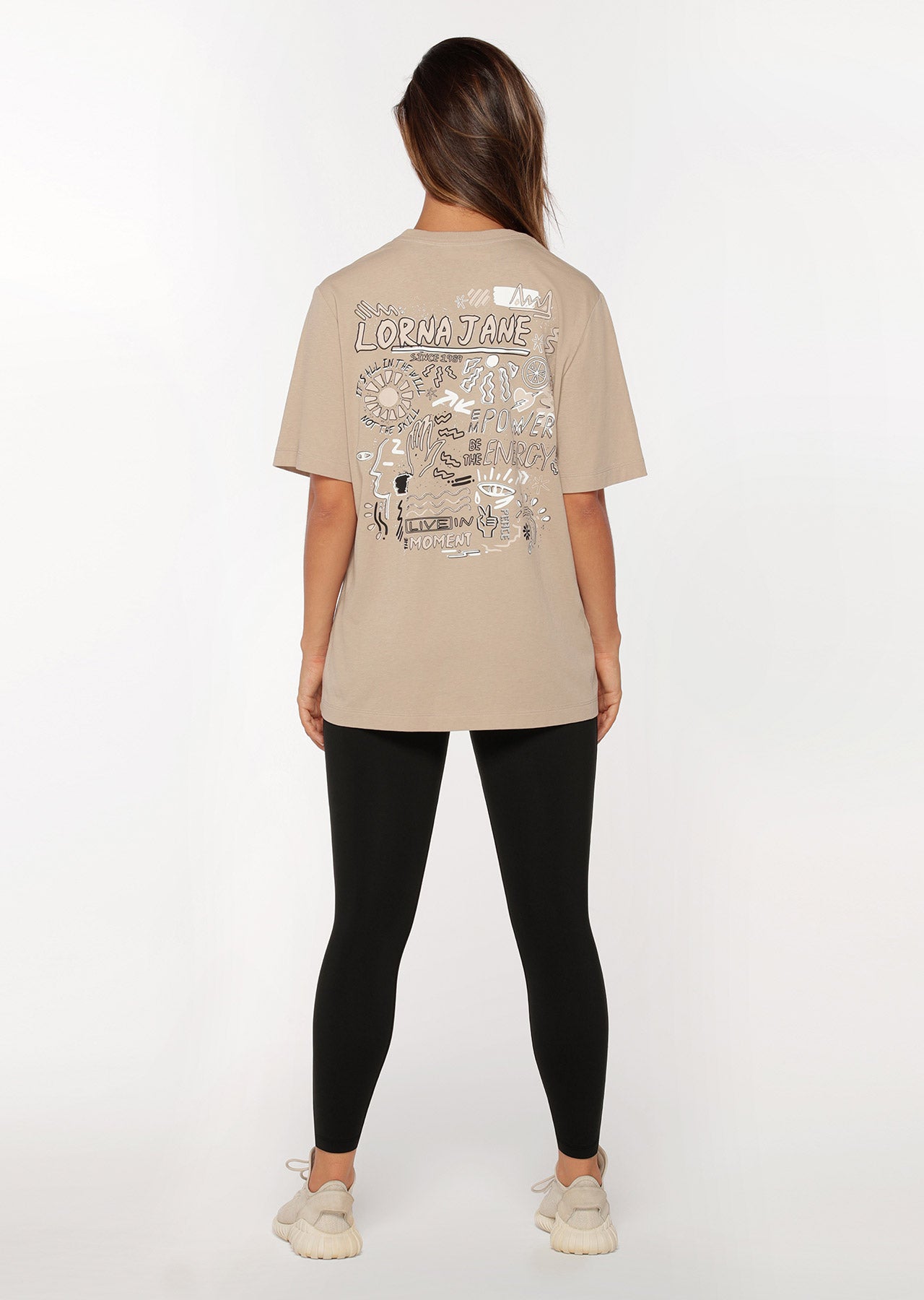 Lorna Jane Joyful Expression Boyfriend Tee - Washed Off White