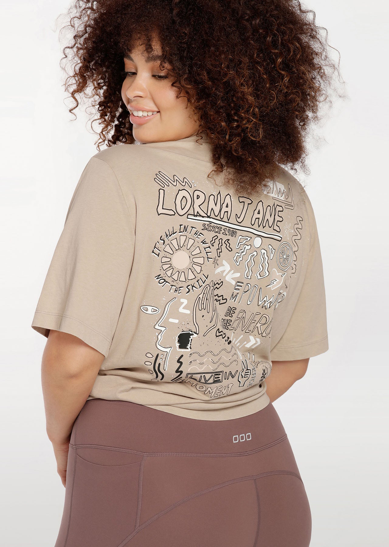 Lorna Jane Joyful Expression Boyfriend Tee - Washed Off White