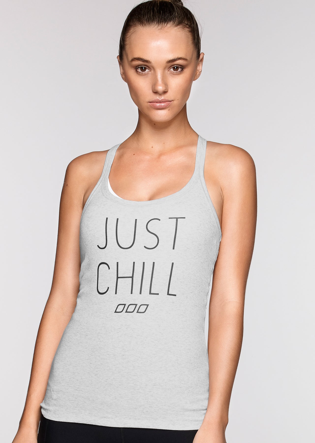 Lorna Jane Just Chill Trista Tank - Snow Grey Marl