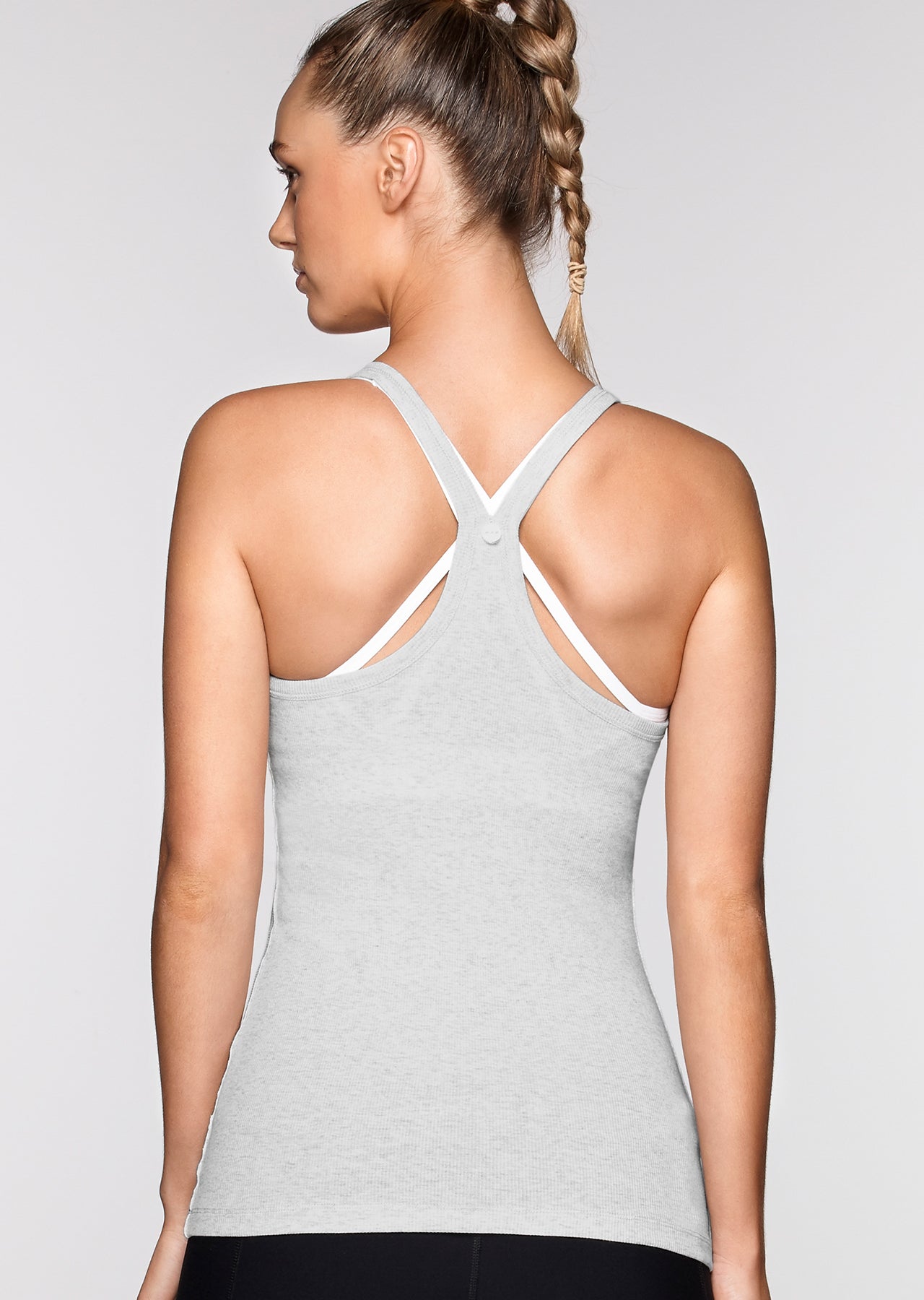 Lorna Jane Just Chill Trista Tank - Snow Grey Marl