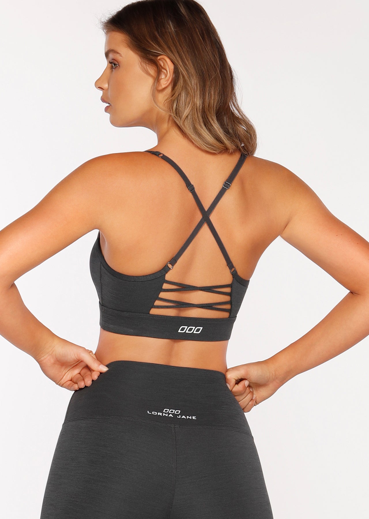 Lorna Jane Keep It Dry Sports Bra - Black Titanium Marl