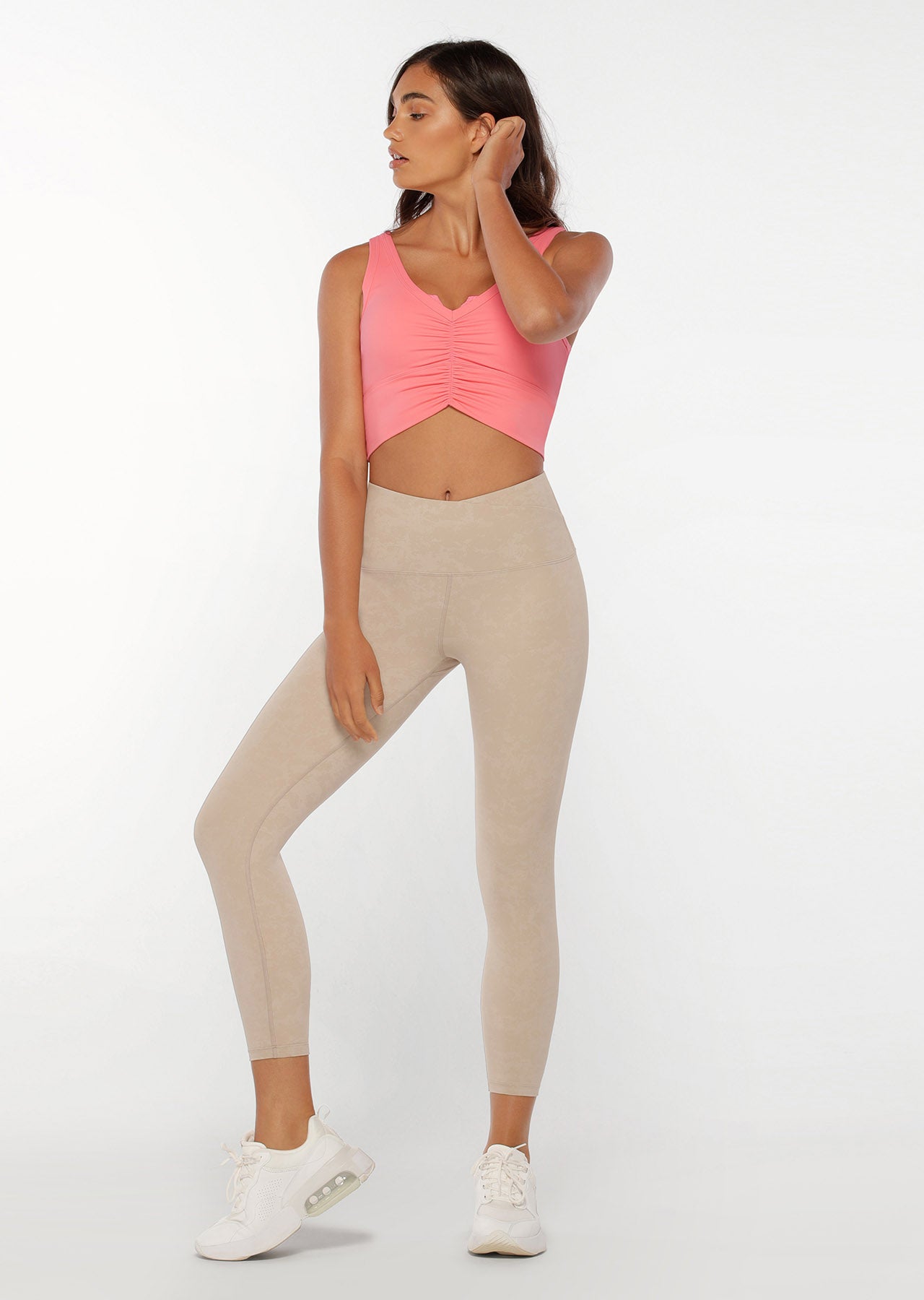 Lorna Jane Kimmy Cropped Active Tank - Pale Pink Grapefruit