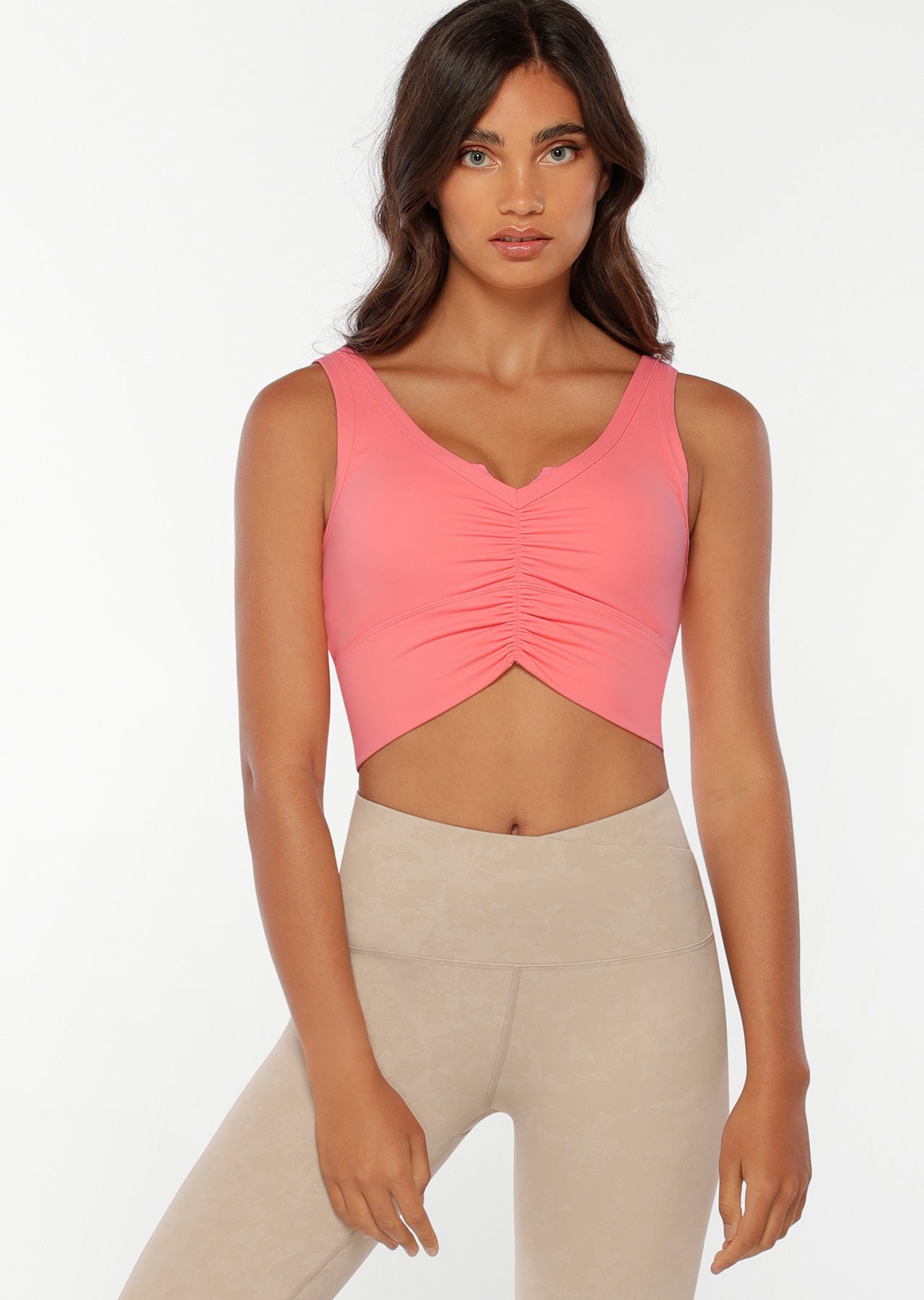 Lorna Jane Kimmy Cropped Active Tank - Pale Pink Grapefruit