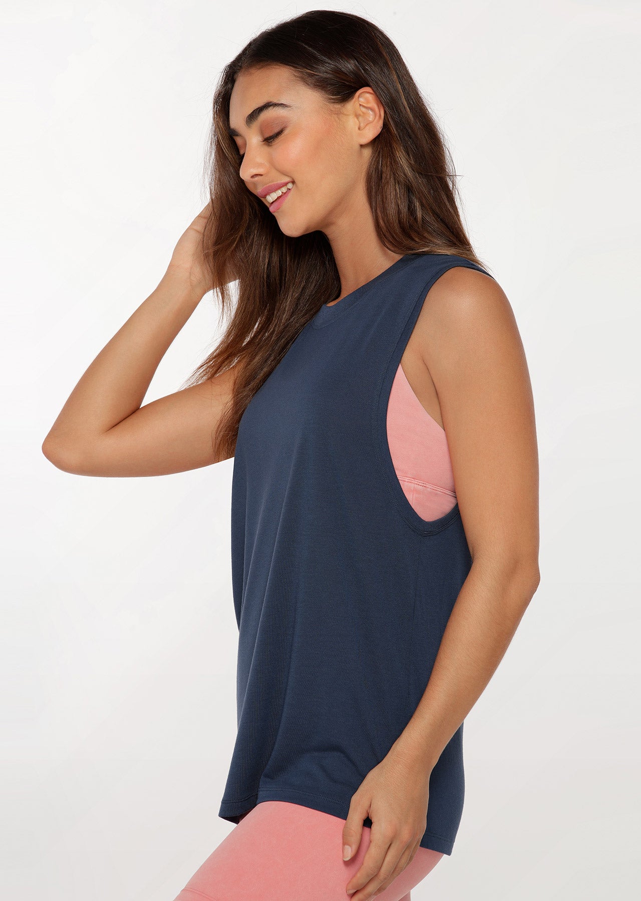 Lorna Jane Knock Out Muscle Tank - Pebble Blue